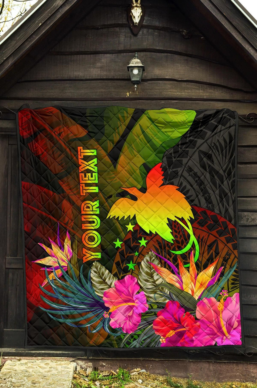 Papua New Guinea Polynesian Personalised Premium Quilt -  Hibiscus and Banana Leaves 6