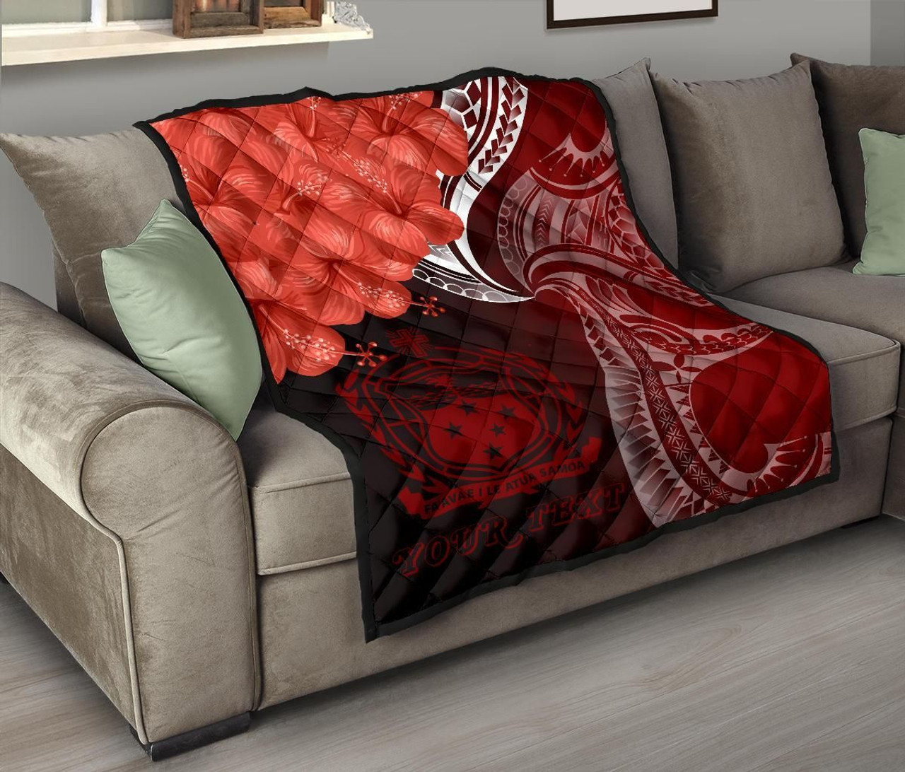 Samoa Custom Personalised Premium Quilt - Samoa Seal Wave Style (Red) 9