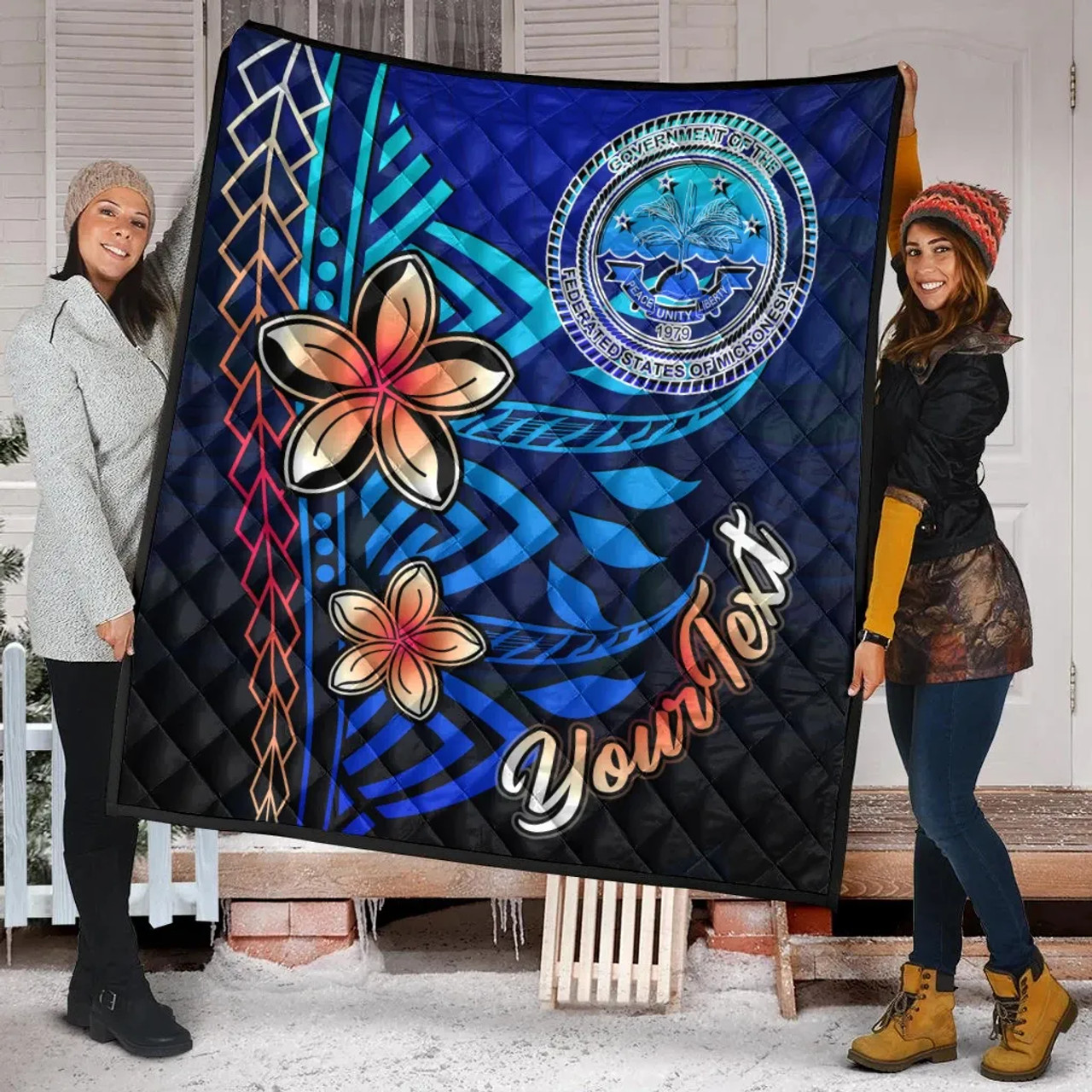 Federated States of Micronesia Custom Personalised Premium Quilt - Vintage Tribal Mountain 2