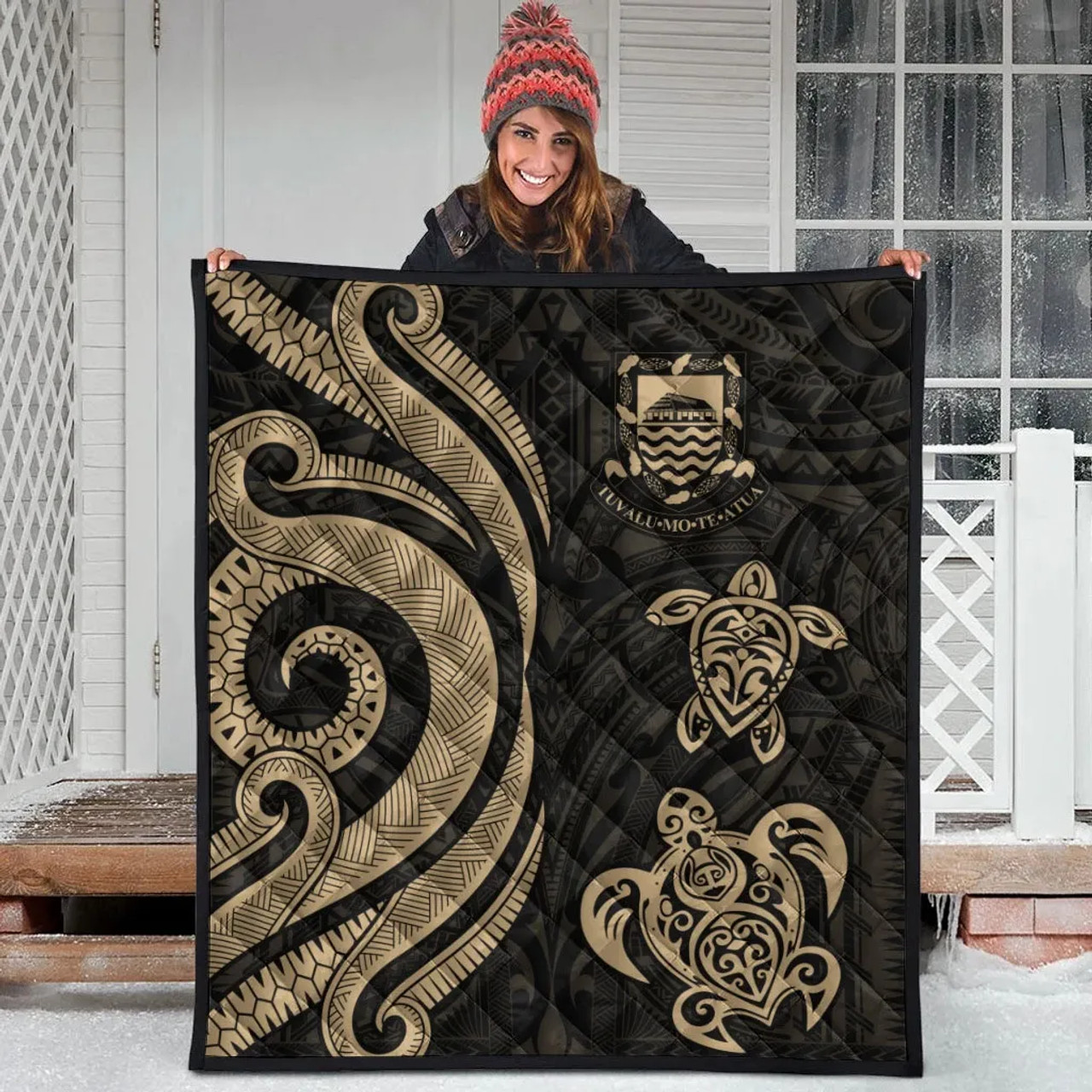 Tuvalu Premium Quilt - Gold Tentacle Turtle 9