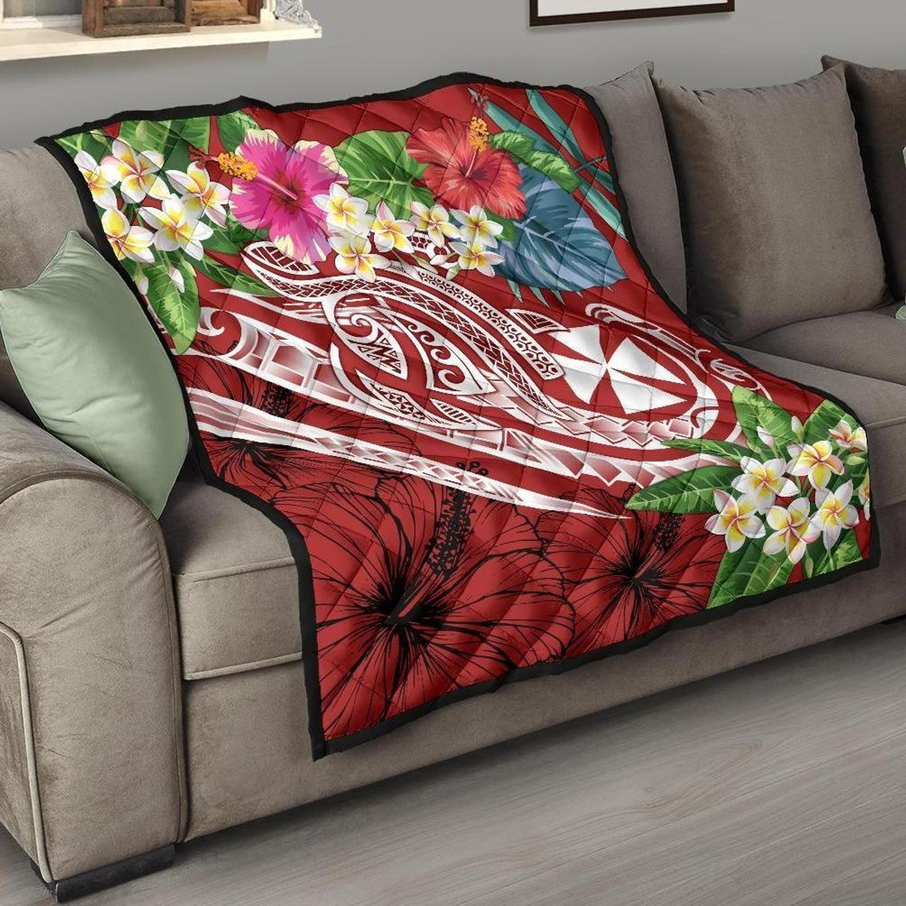 Wallis and Futuna Polynesian Premium Quilt - Summer Plumeria (Red) 1