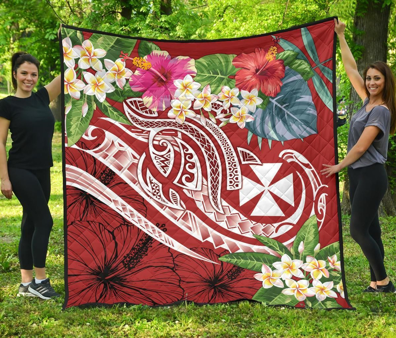 Wallis and Futuna Polynesian Premium Quilt - Summer Plumeria (Red) 2