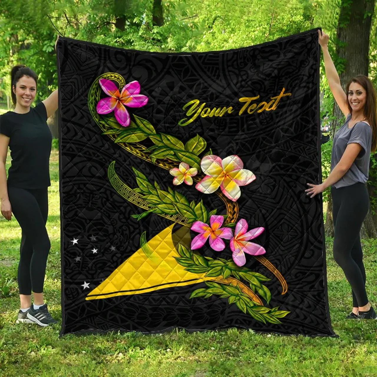 Tokelau Polynesian Custom Personalised Quilt - Plumeria Tribal 1