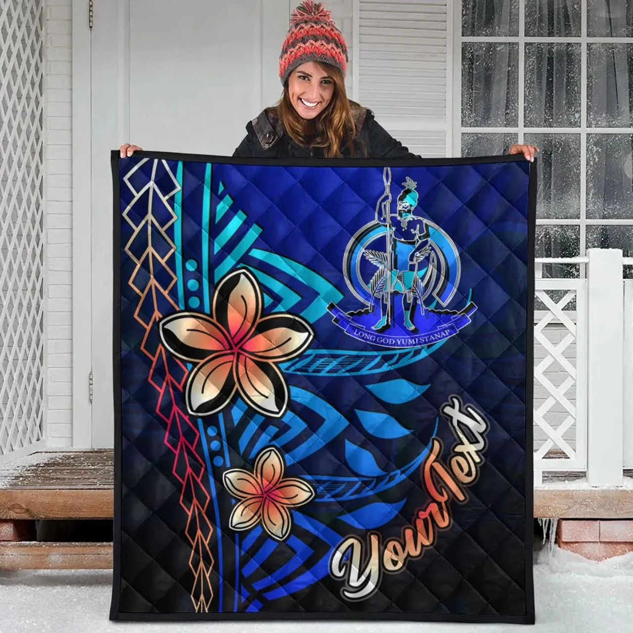 Vanuatu Custom Personalised Premium Quilt - Vintage Tribal Mountain 3