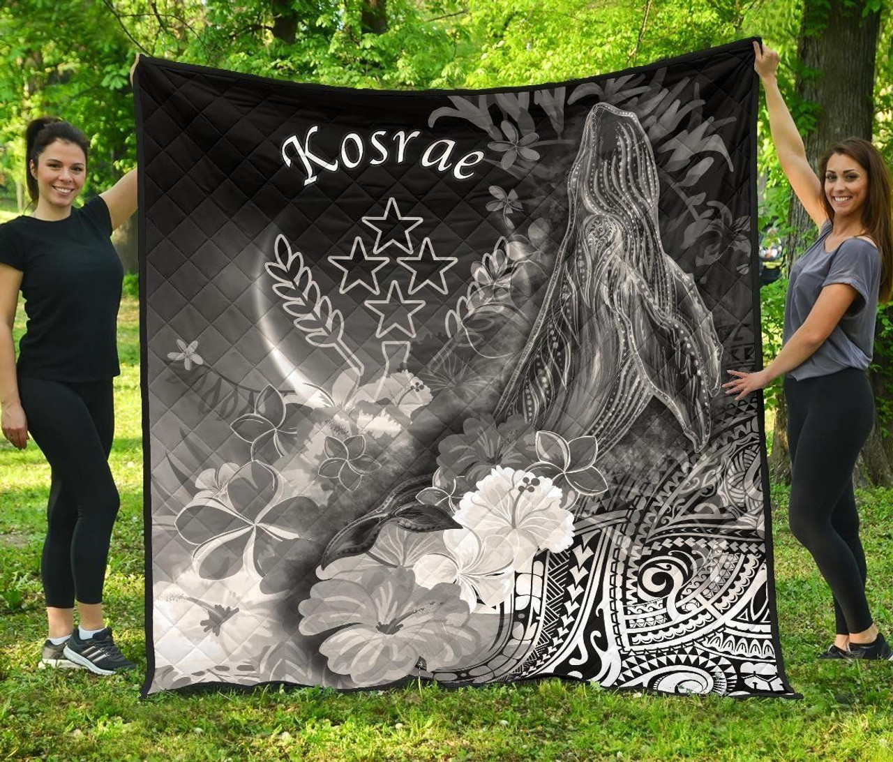 Kosrae Custom Personalised Premium Quilt - Humpback Whale with Tropical Flowers (White) 1