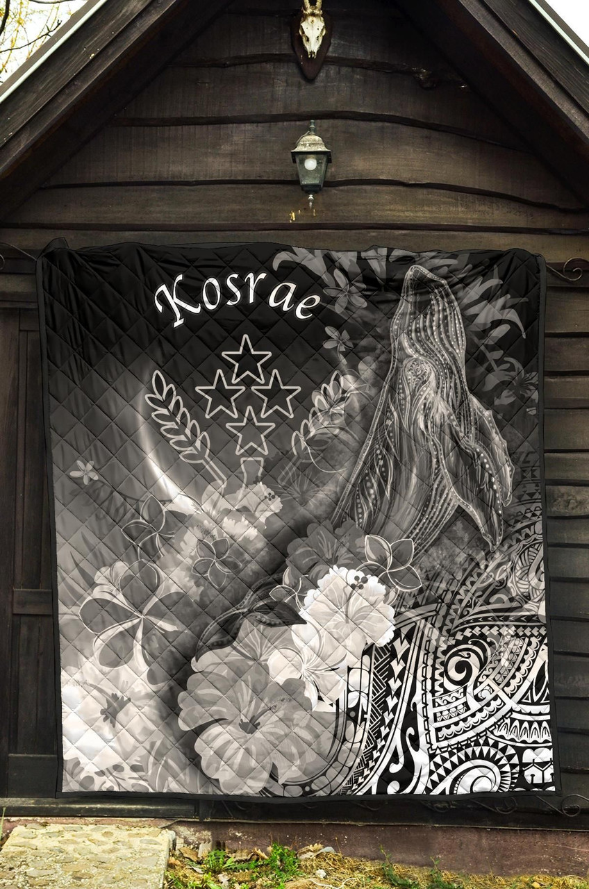 Kosrae Custom Personalised Premium Quilt - Humpback Whale with Tropical Flowers (White) 5