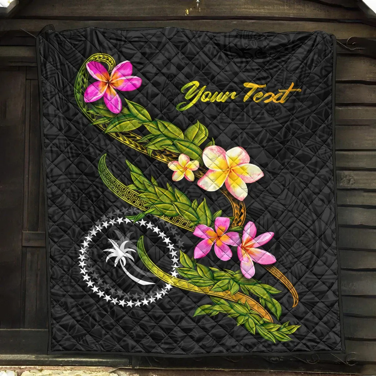 Chuuk Polynesian Custom Personalised Quilt - Plumeria Tribal 5