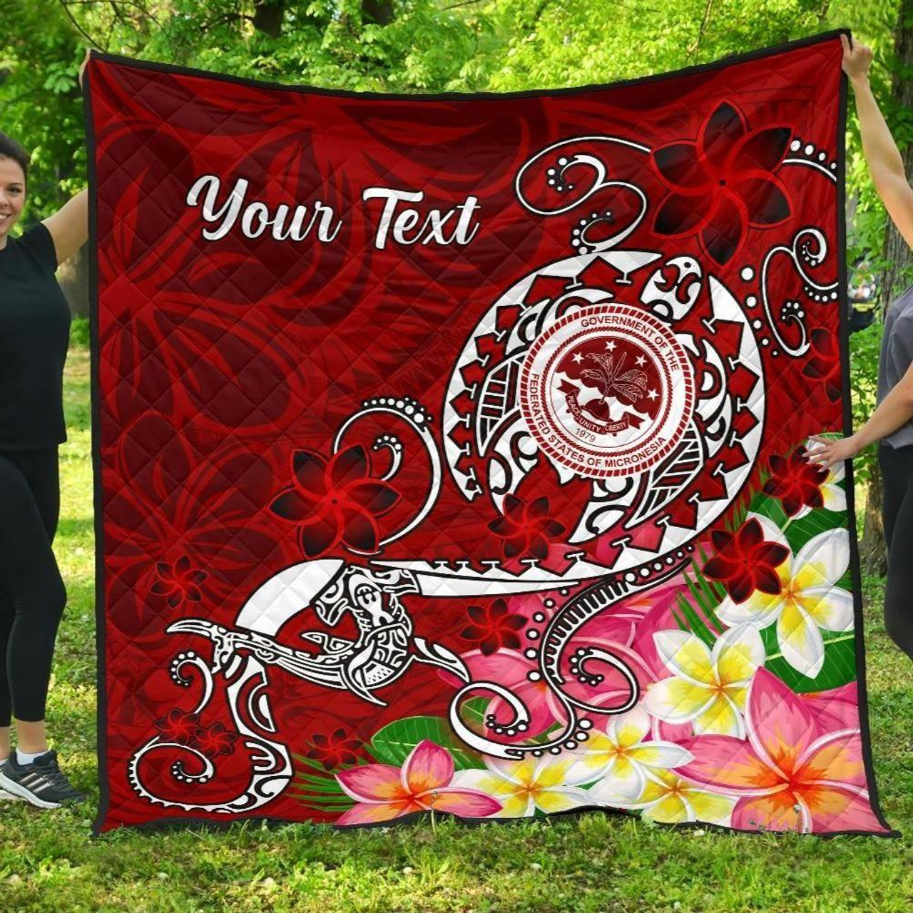 FSM Custom Personalised Premium Quilt - Turtle Plumeria (Red) 1