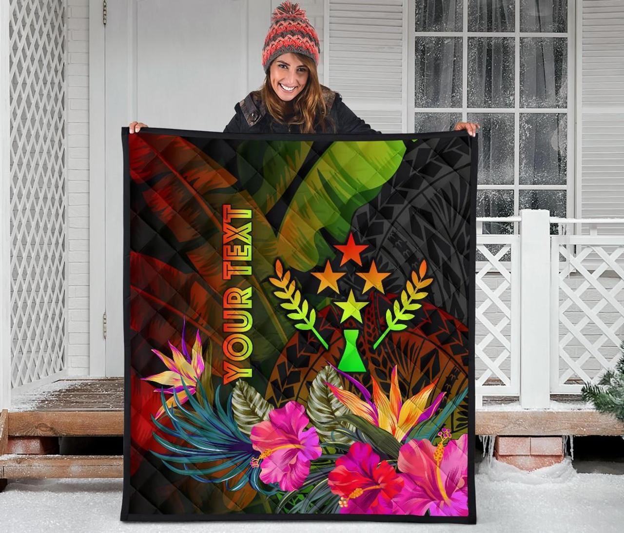 Kosrae Polynesian Personalised Premium Quilt -  Hibiscus and Banana Leaves 4