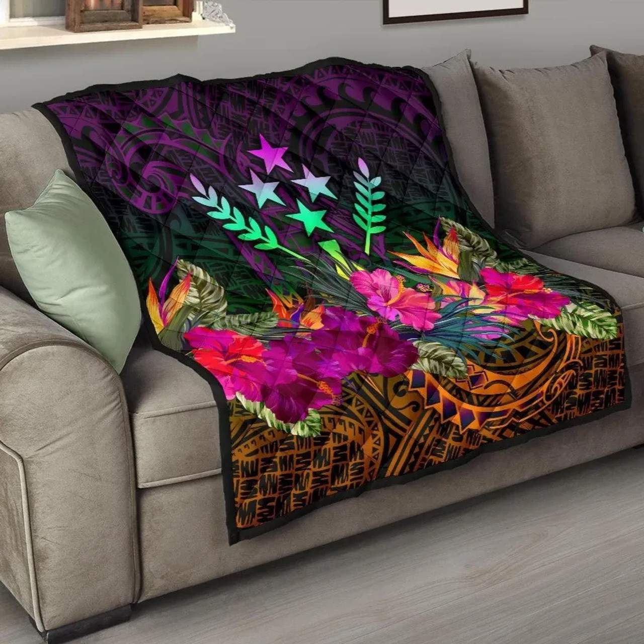 Kosrae Premium Quilt - Summer Hibiscus 1