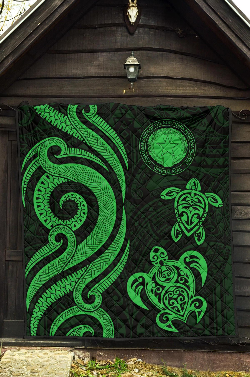 Northern Mariana Islands Premium Quilt - Green Tentacle Turtle 5