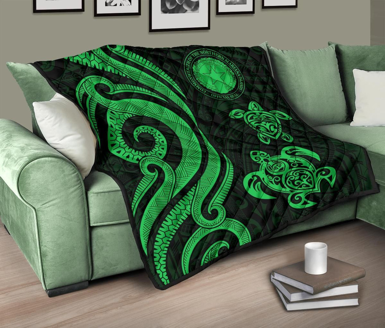 Northern Mariana Islands Premium Quilt - Green Tentacle Turtle 10