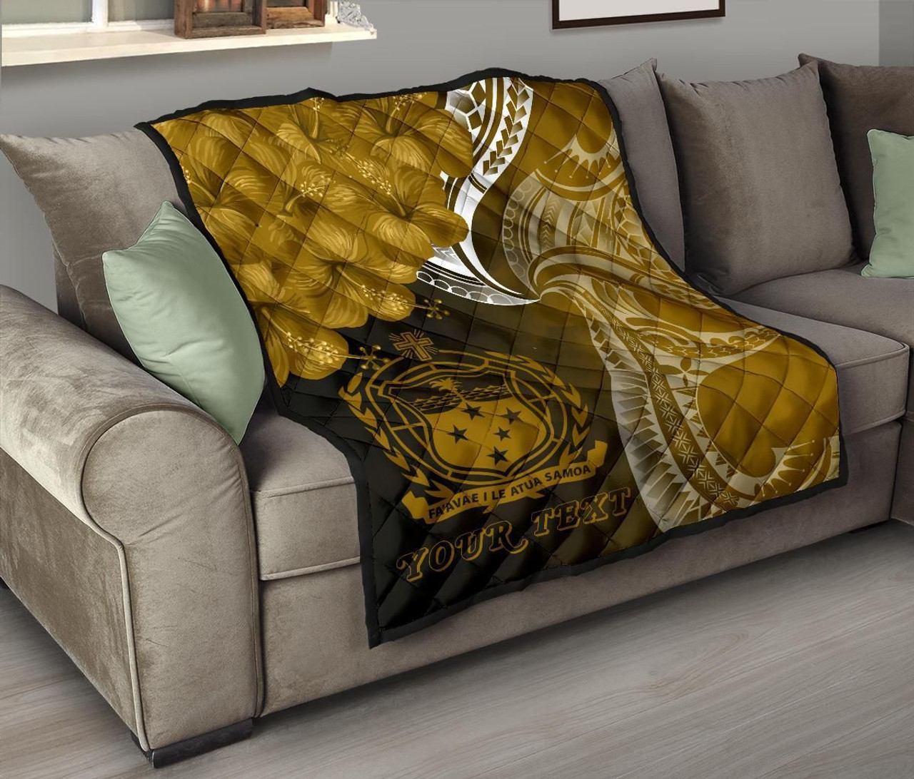 Samoa Custom Personalised Premium Quilt - Samoa Seal Wave Style (Gold) 8