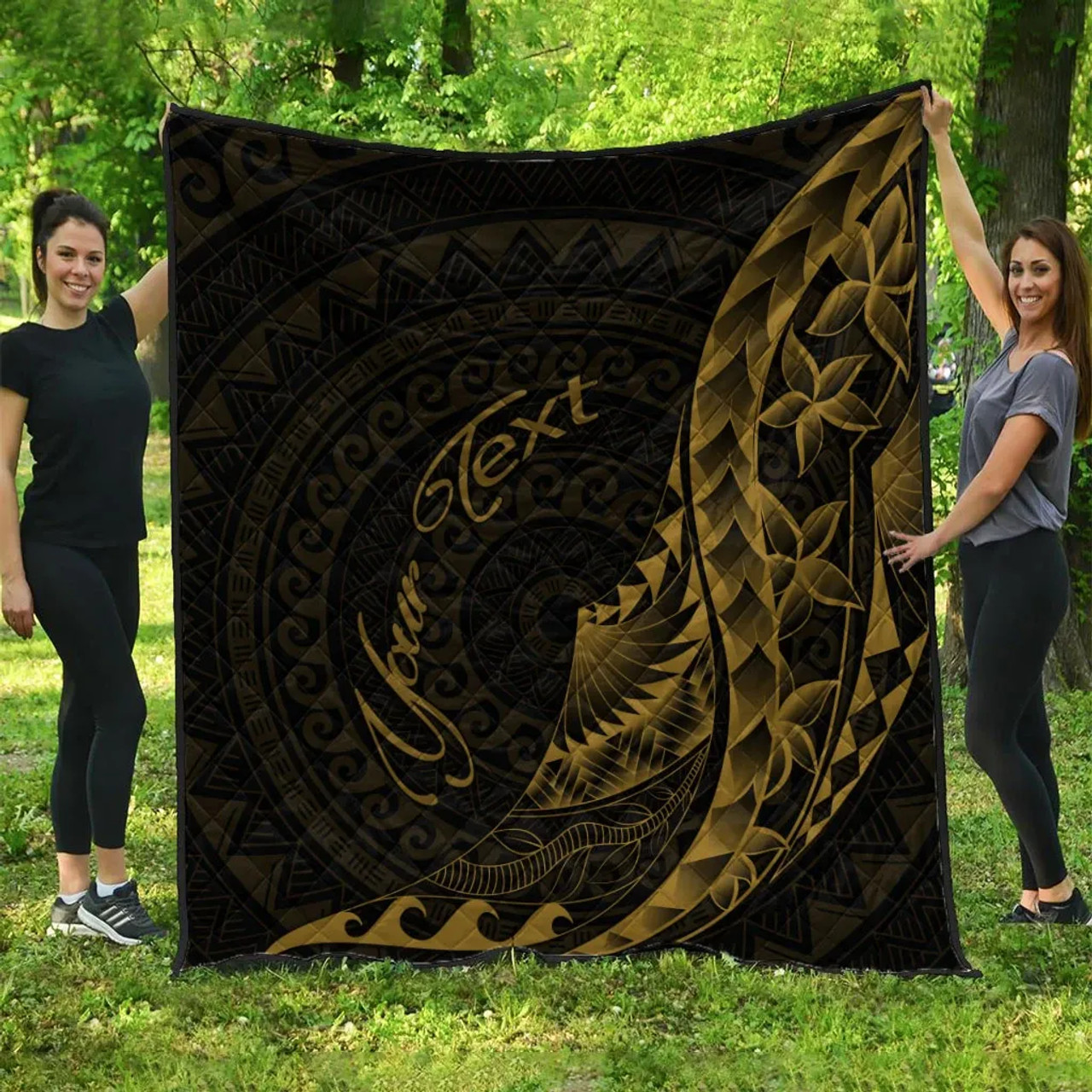 Samoa Premium Quilt - Custom Personalised Polynesian Pattern Style Gold Color- BN27 2
