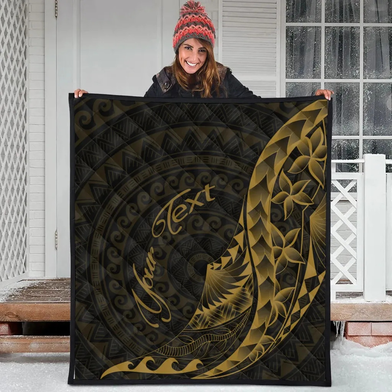Samoa Premium Quilt - Custom Personalised Polynesian Pattern Style Gold Color- BN27 4