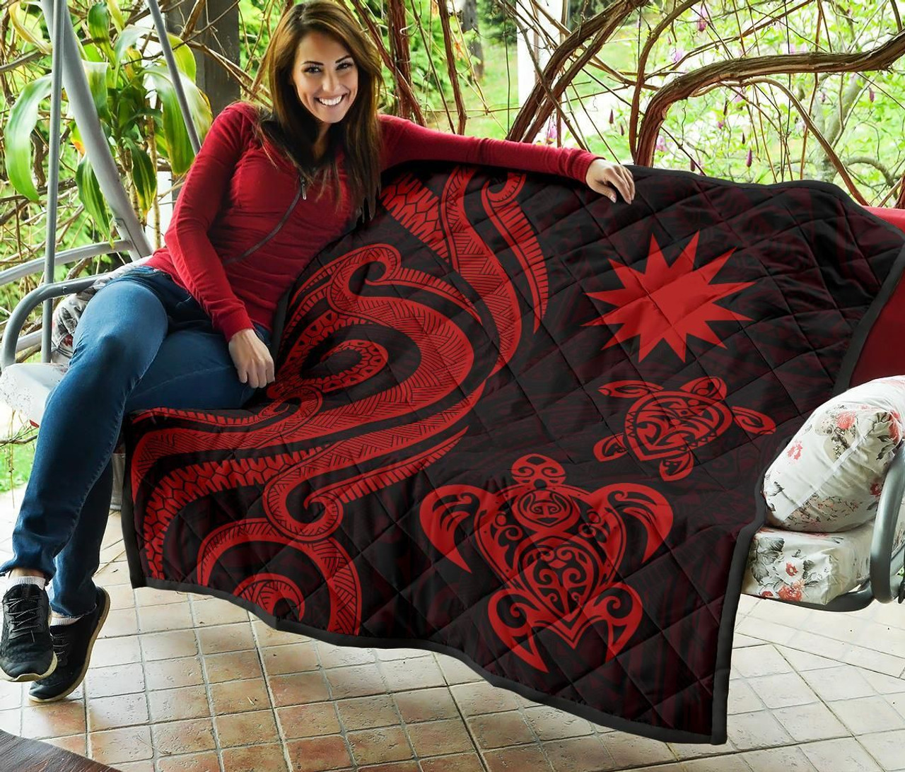 Nauru Premium Quilt - Red Tentacle Turtle 7