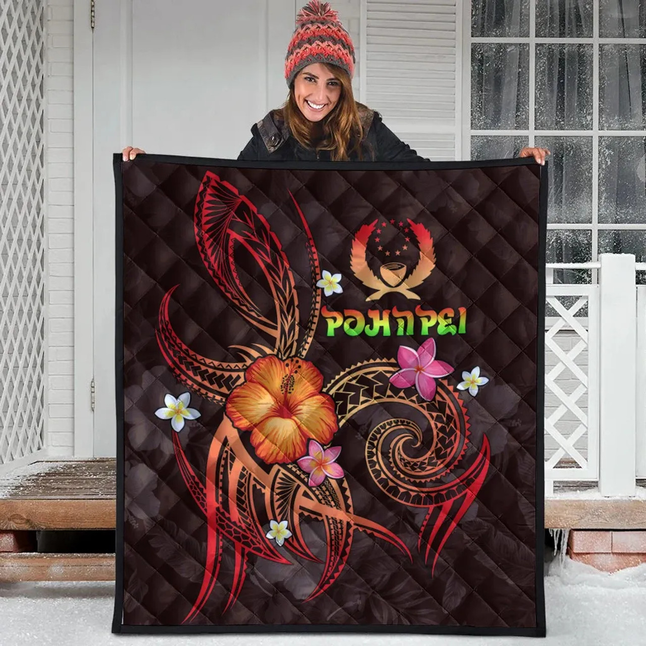 Pohnpei Polynesian Premium Quilt - Legend of Pohnpei (Red) 9