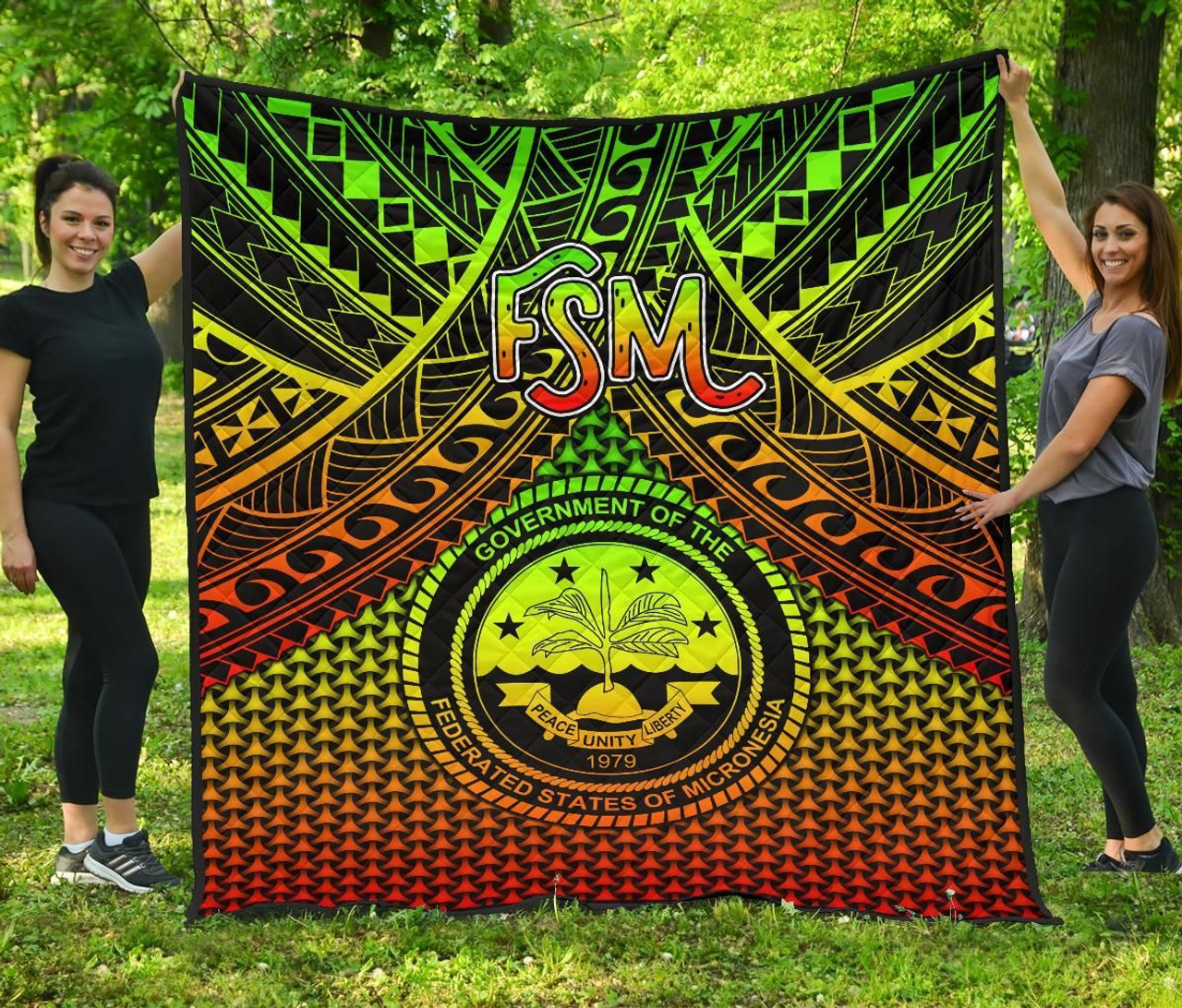 Polynesian Federated States of Micronesia Personalised Premium Quilt- Reggae Vintage Polynesian Patterns 2