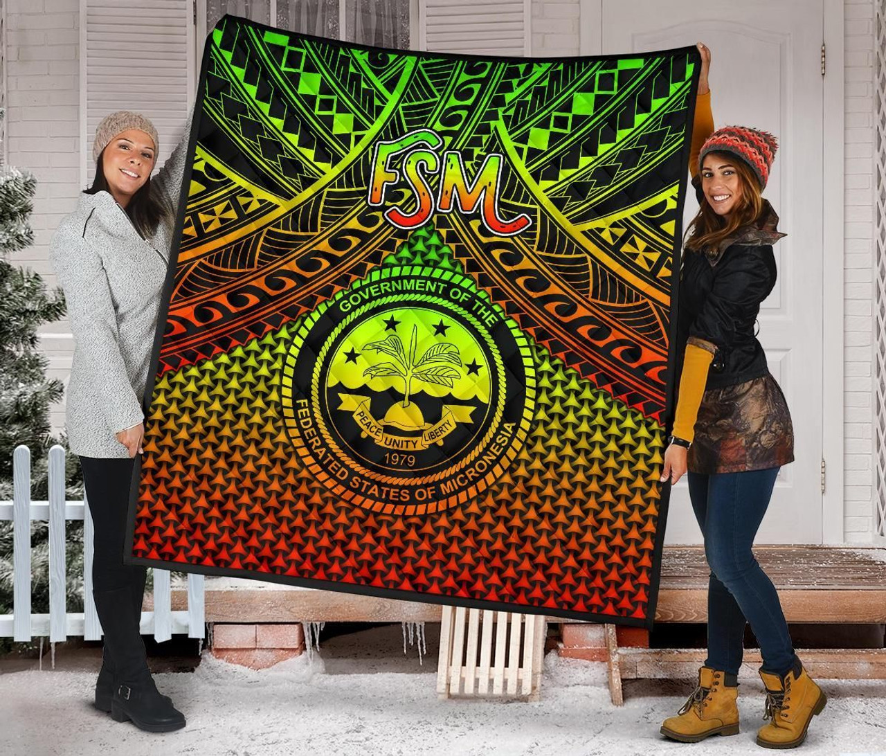 Polynesian Federated States of Micronesia Personalised Premium Quilt- Reggae Vintage Polynesian Patterns 3