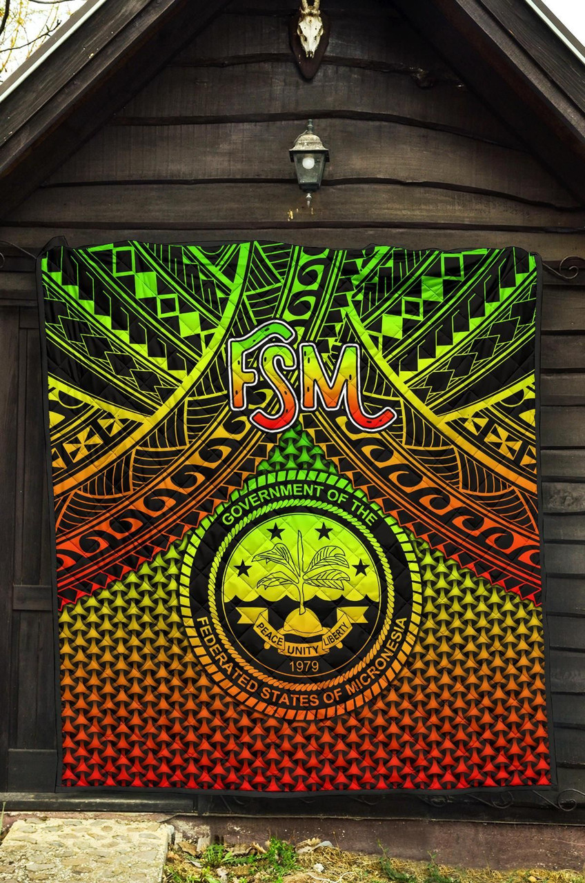 Polynesian Federated States of Micronesia Personalised Premium Quilt- Reggae Vintage Polynesian Patterns 6
