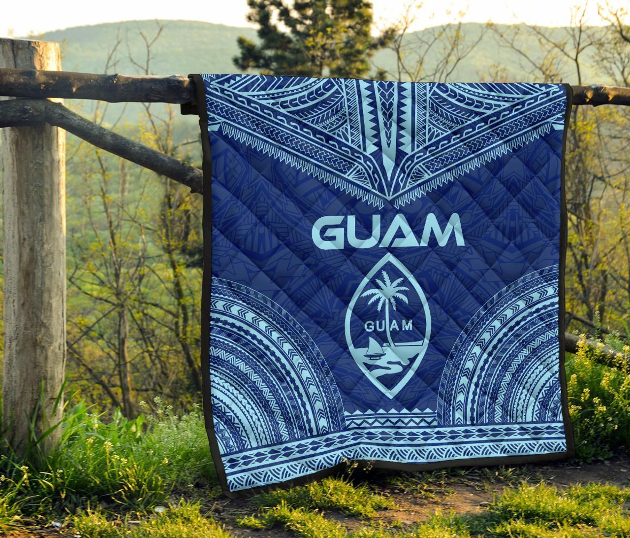 Guam Premium Quilt - Guam Coat Of Arms Polynesian Chief Blue Version 6