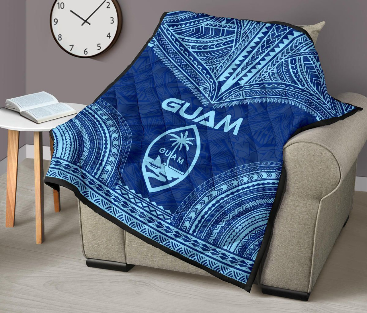 Guam Premium Quilt - Guam Coat Of Arms Polynesian Chief Blue Version 9