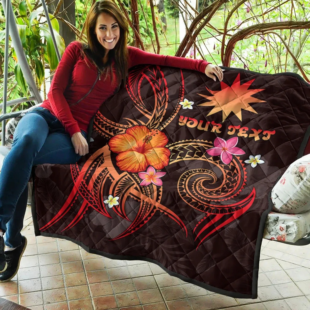 Nauru Polynesian Personalised Premium Quilt - Legend of Nauru (Red) 9