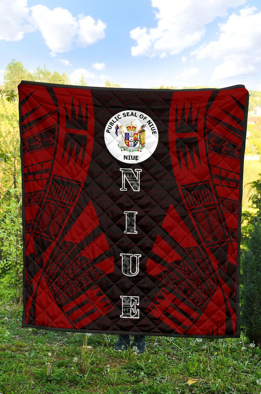 Niue Premium Quilt - Niue Seal Polynesian Red Tattoo 4