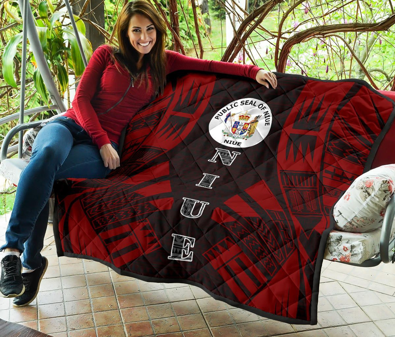 Niue Premium Quilt - Niue Seal Polynesian Red Tattoo 7