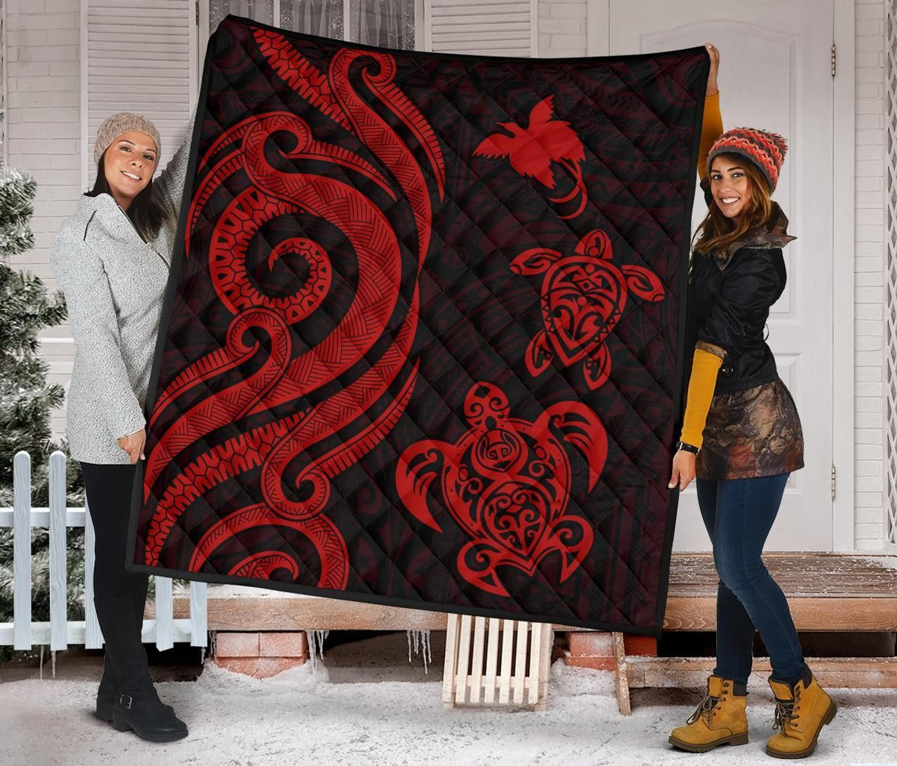 Papua New Guinea Premium Quilt - Red Tentacle Turtle 2