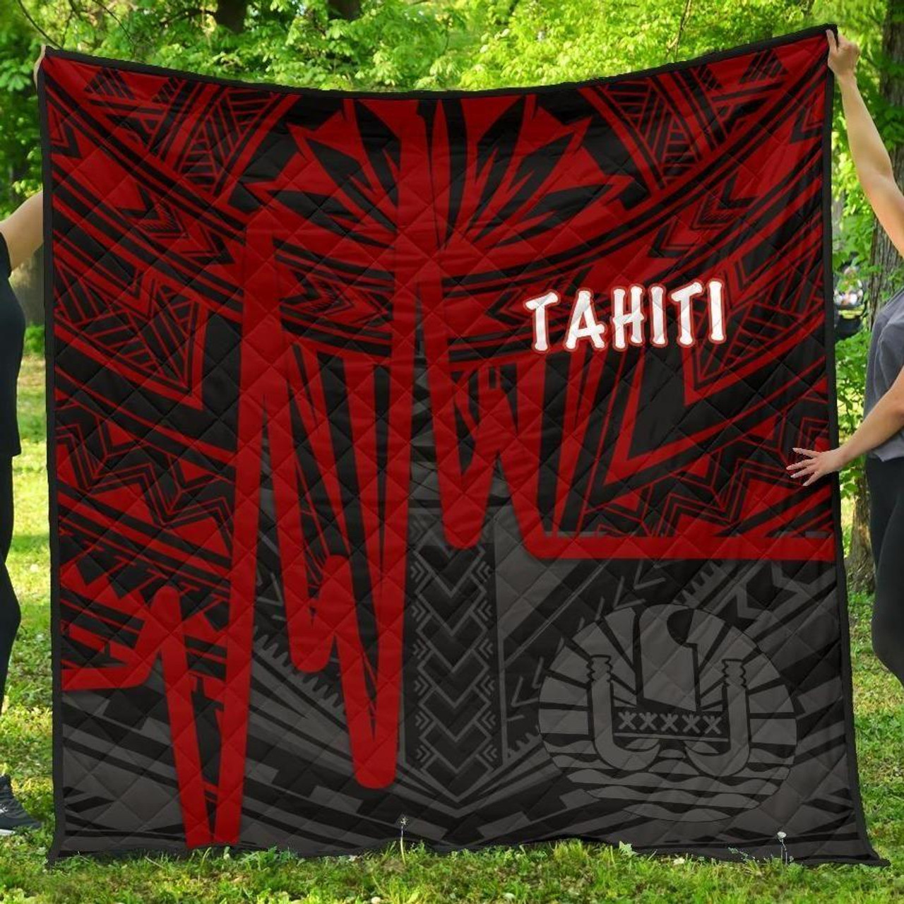 Tahiti Premium Quilt - Tahiti Seal In Heartbeat Patterns Style (Red) 1