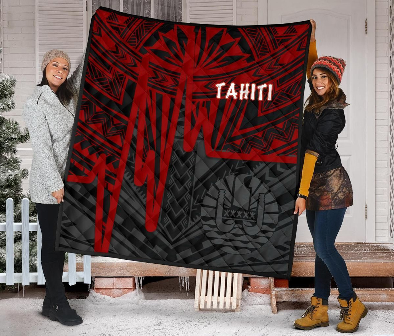 Tahiti Premium Quilt - Tahiti Seal In Heartbeat Patterns Style (Red) 5