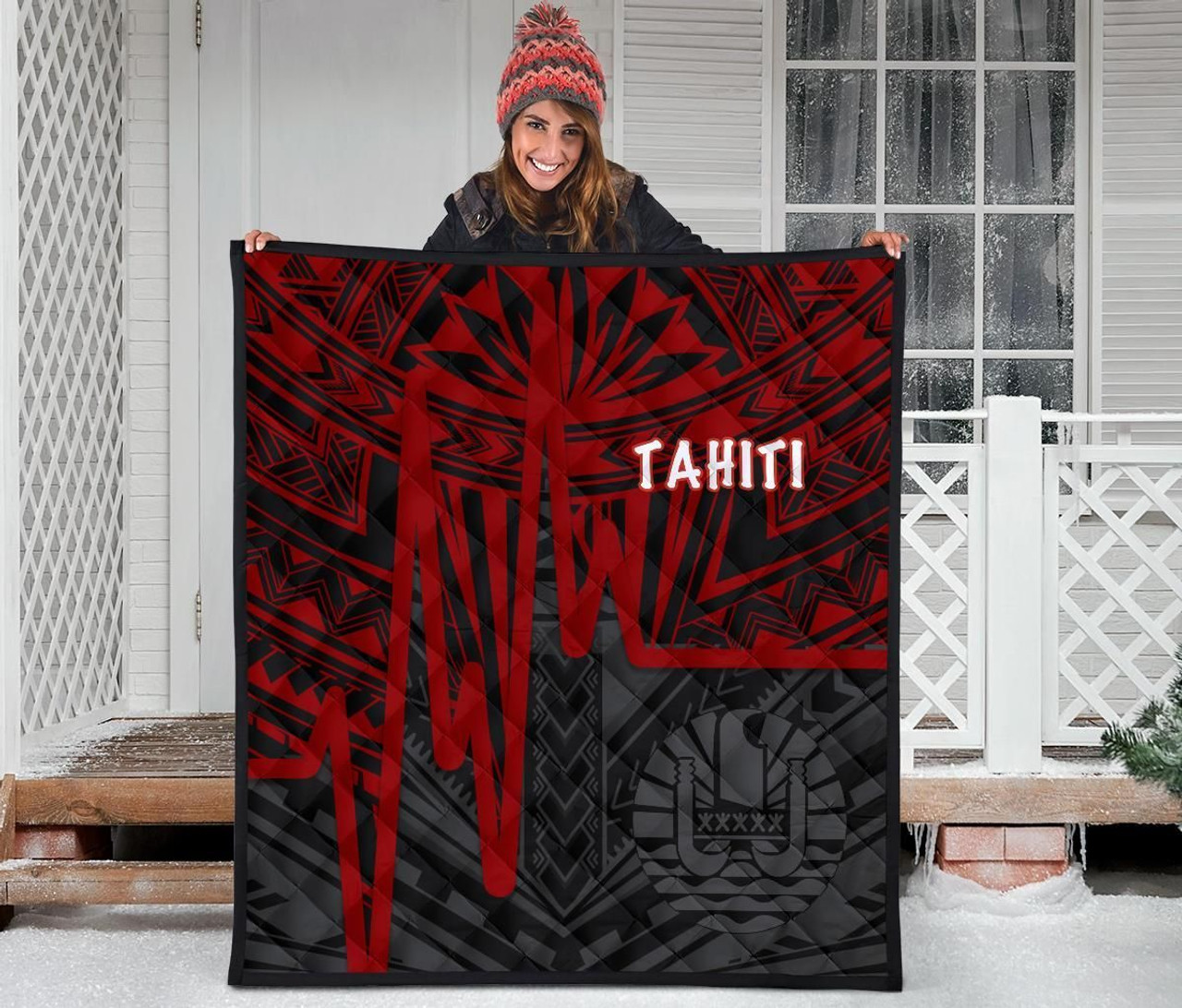 Tahiti Premium Quilt - Tahiti Seal In Heartbeat Patterns Style (Red) 6