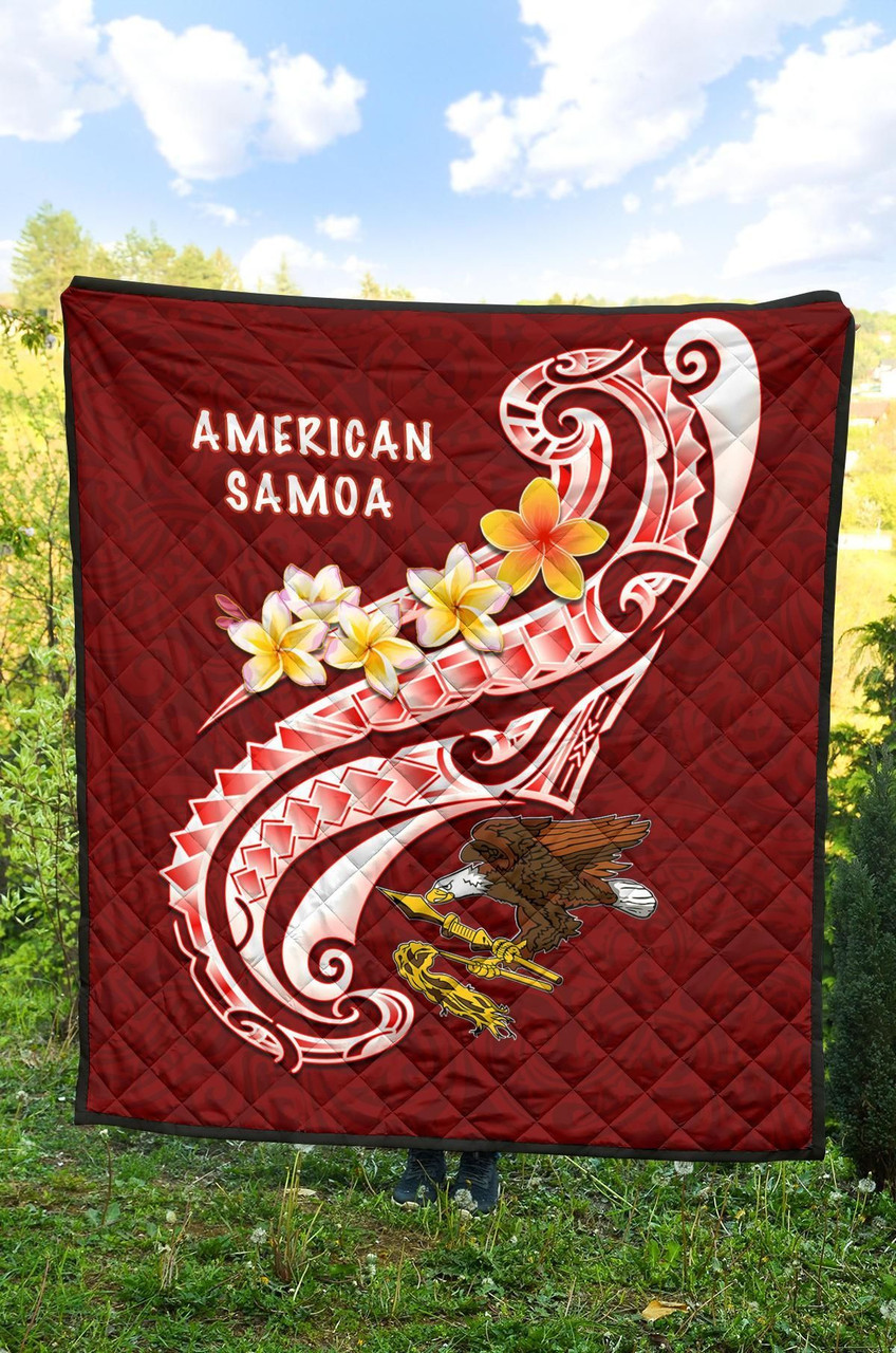 American Samoa Premium Quilt - AS Seal  Polynesian Patterns Plumeria 5