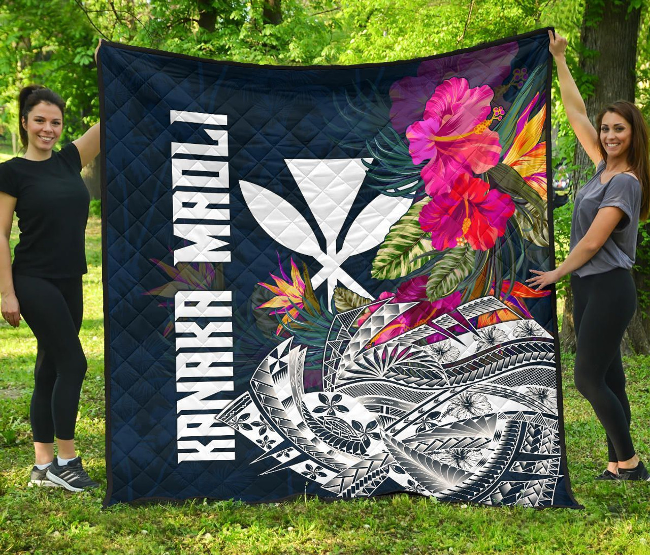 Hawaii Premium Quilt - Polynesian Hibiscus with Summer Vibes 2