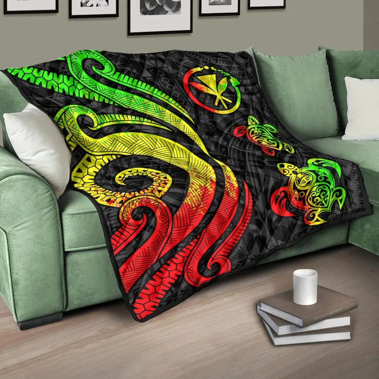 Hawaii Premium Quilt - Reggae Tentacle Turtle 2