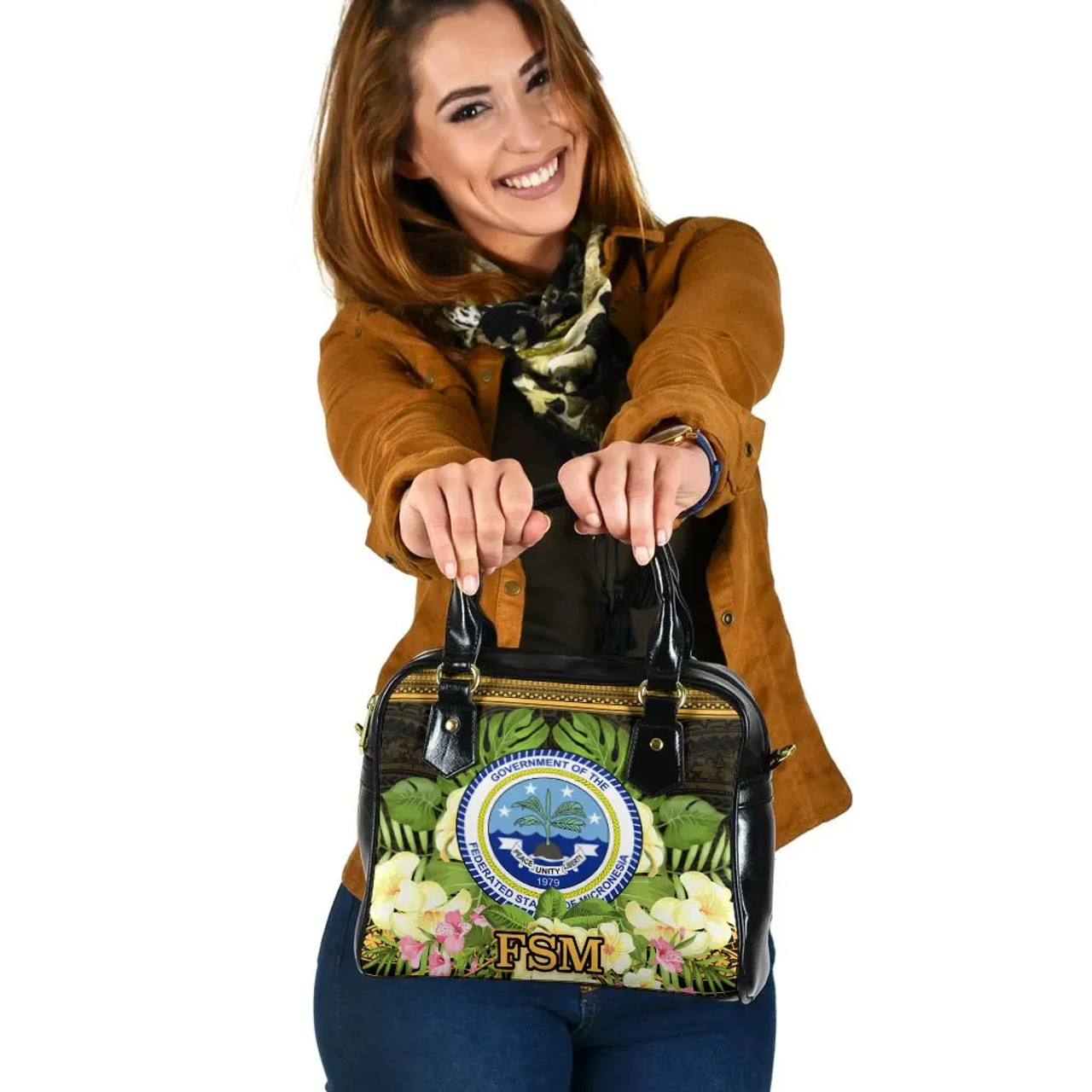 Federated States Of Micronesia Shoulder Handbag - Polynesian Gold Patterns Collection 1