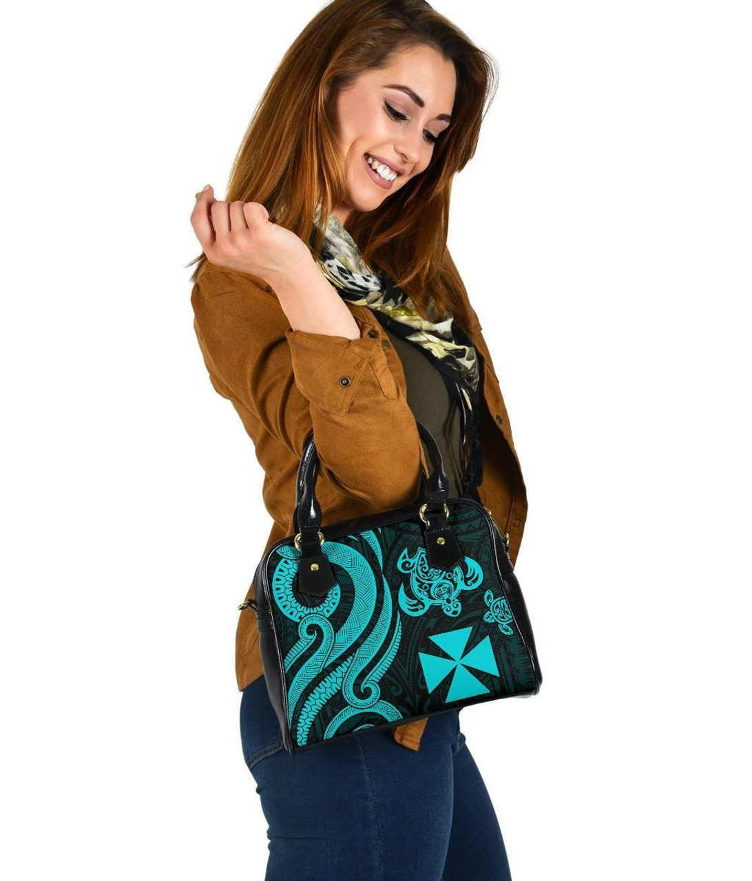 Wallis And Futuna Shoulder Handbag - Turquoise Tentacle Turtle 2