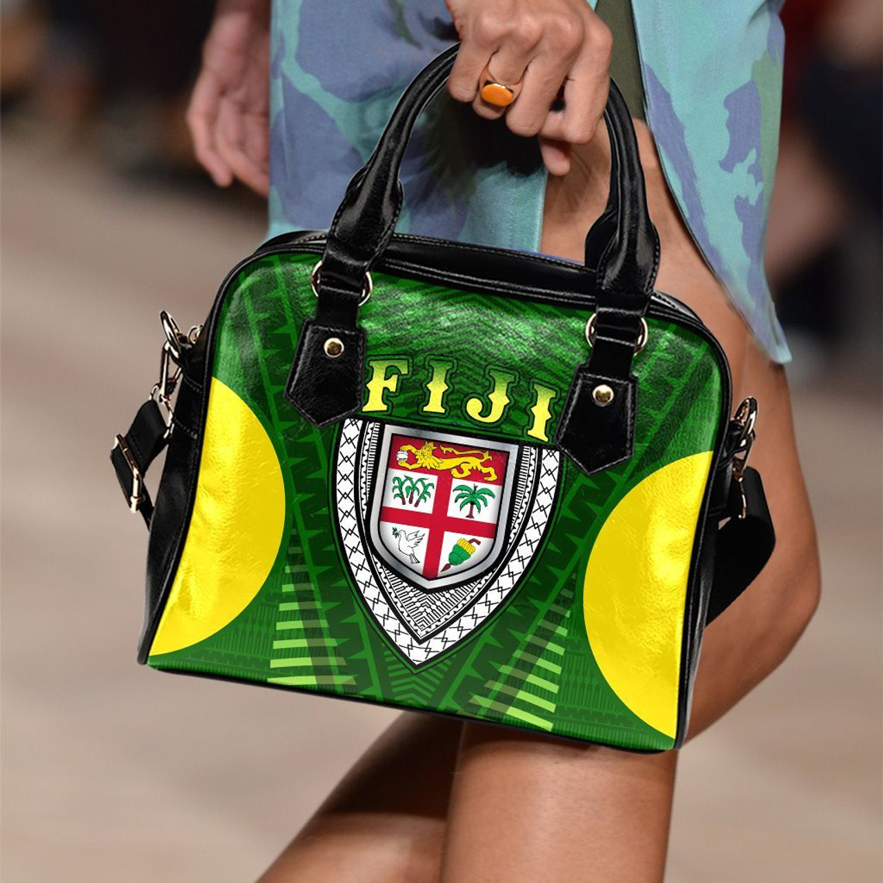 Fiji Melanesia Shoulder Handbag - Fijian Pride Green Version 1