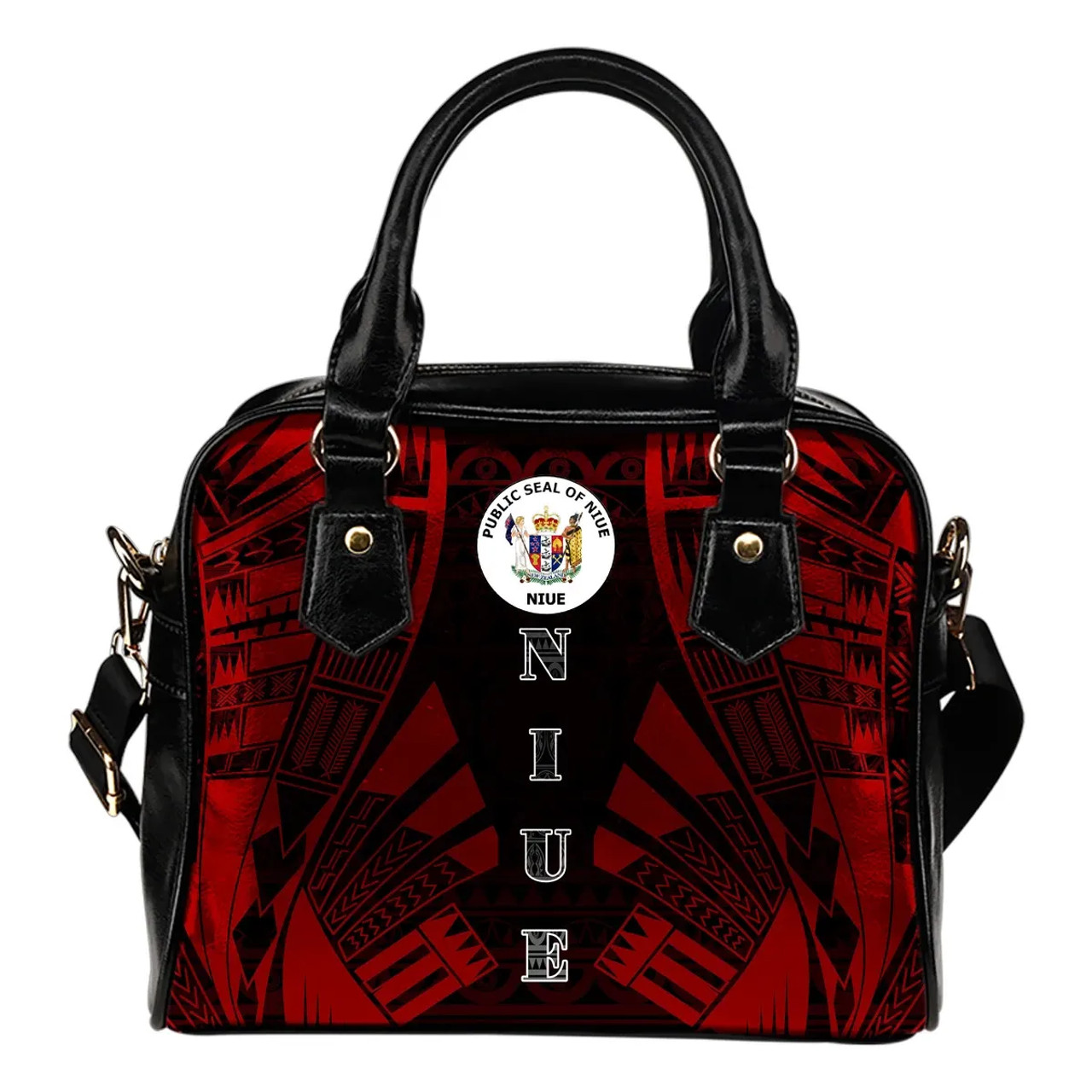 Niue Shoulder Handbag - Polynesian Tattoo Red 1