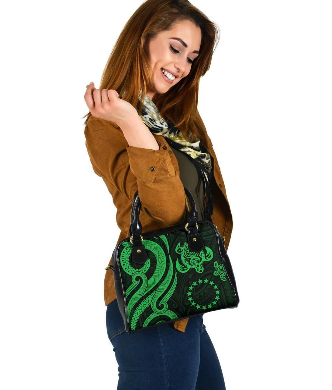 Cook Islands Shoulder Handbag - Green Tentacle Turtle 2