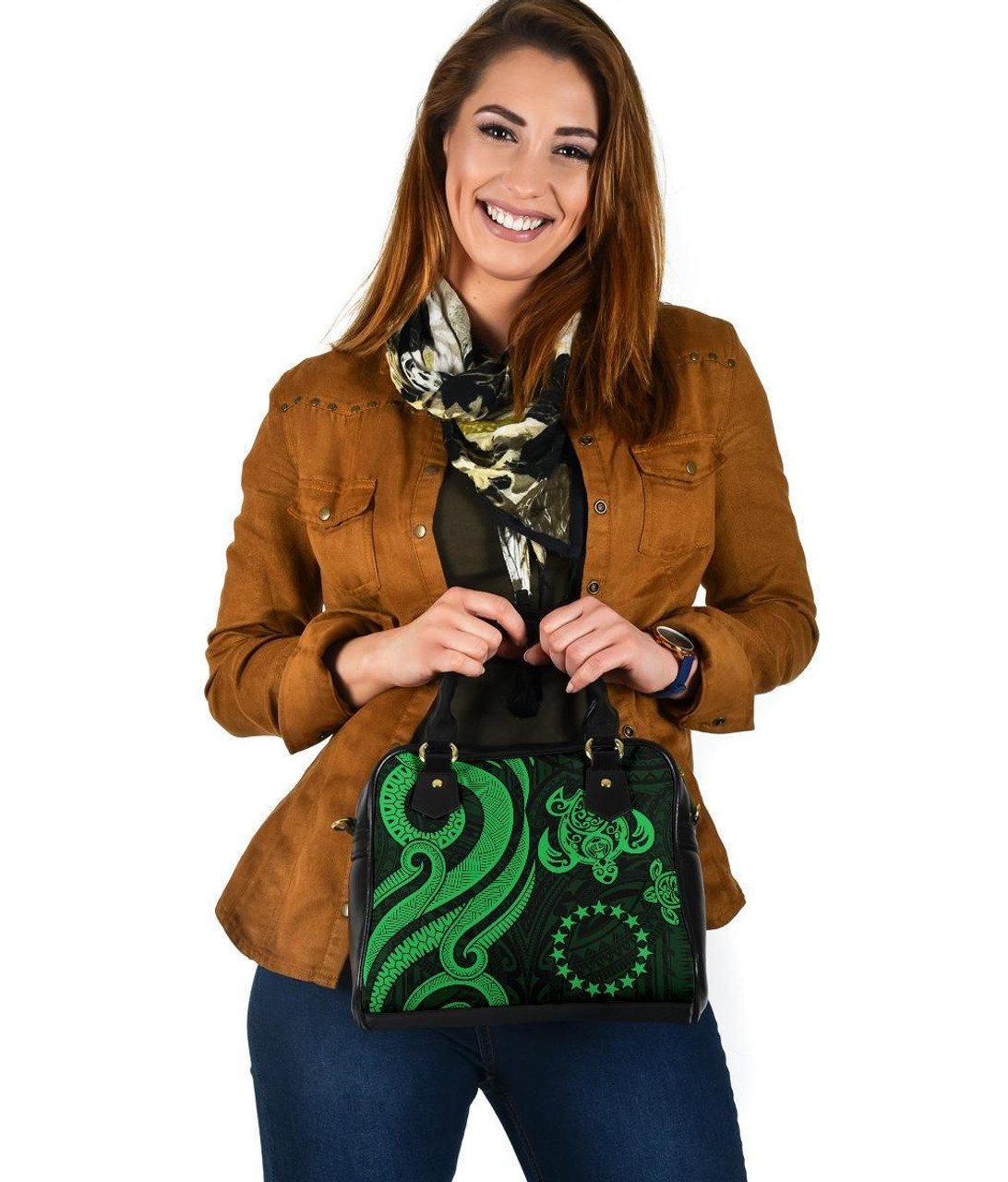 Cook Islands Shoulder Handbag - Green Tentacle Turtle 4