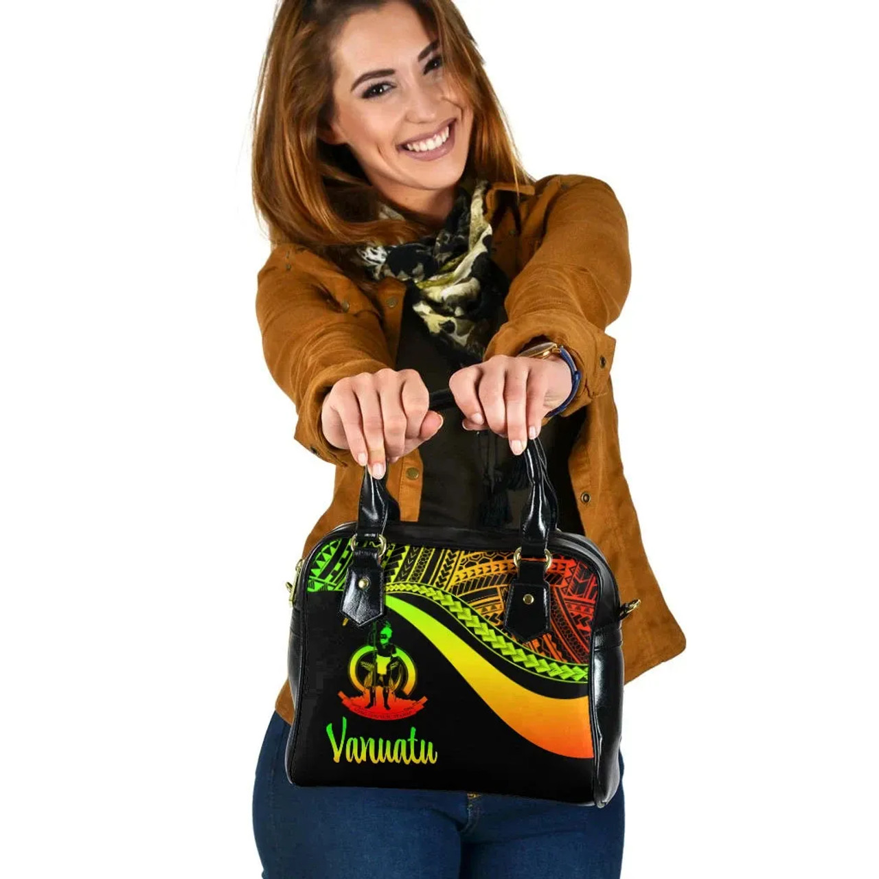 Vanuatu Shoulder Handbag - Reggae Polynesian Tentacle Tribal Pattern 1