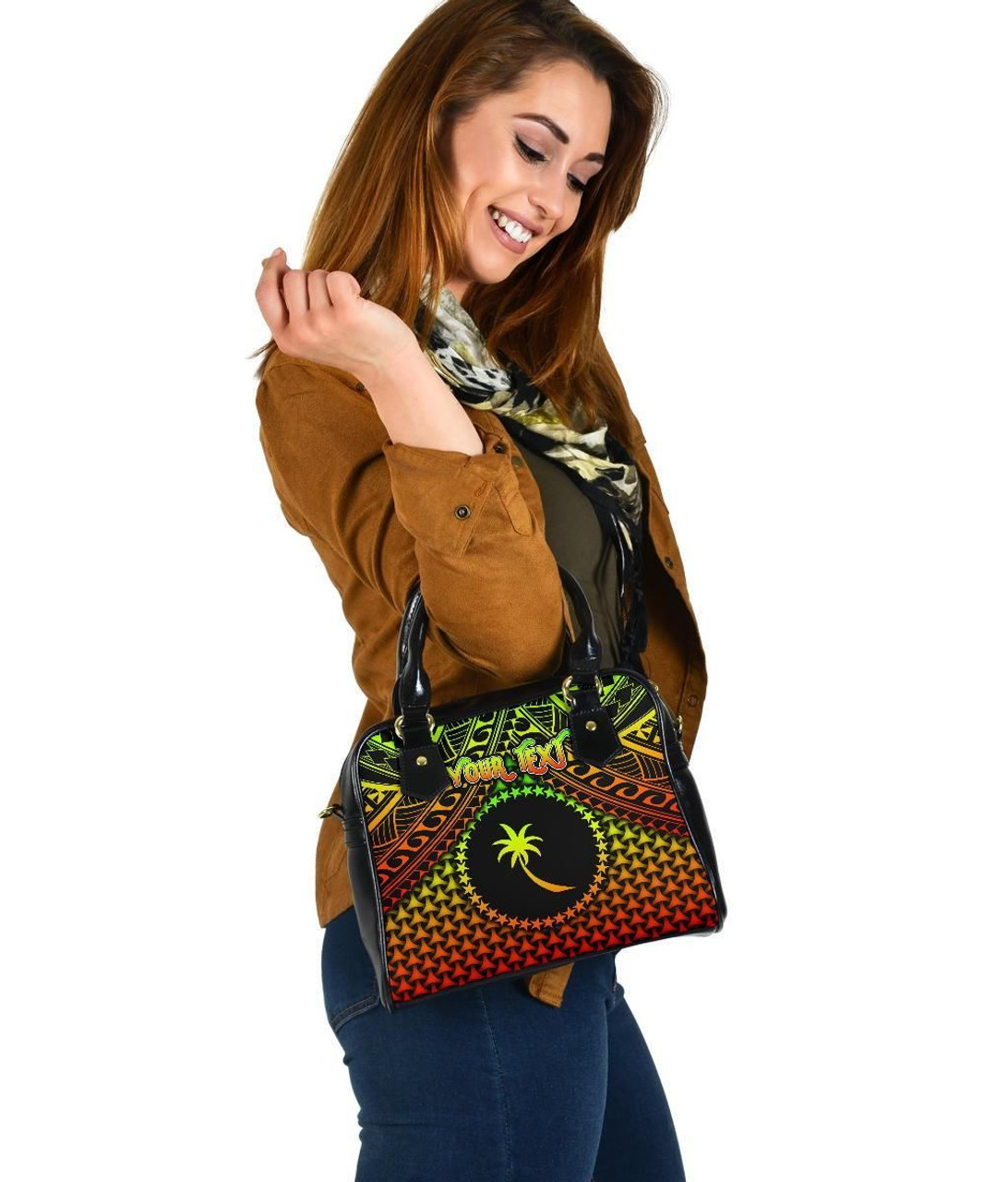 Polynesian Chuuk Personalised Shoulder Handbag - Reggae Vintage Polynesian Patterns 2