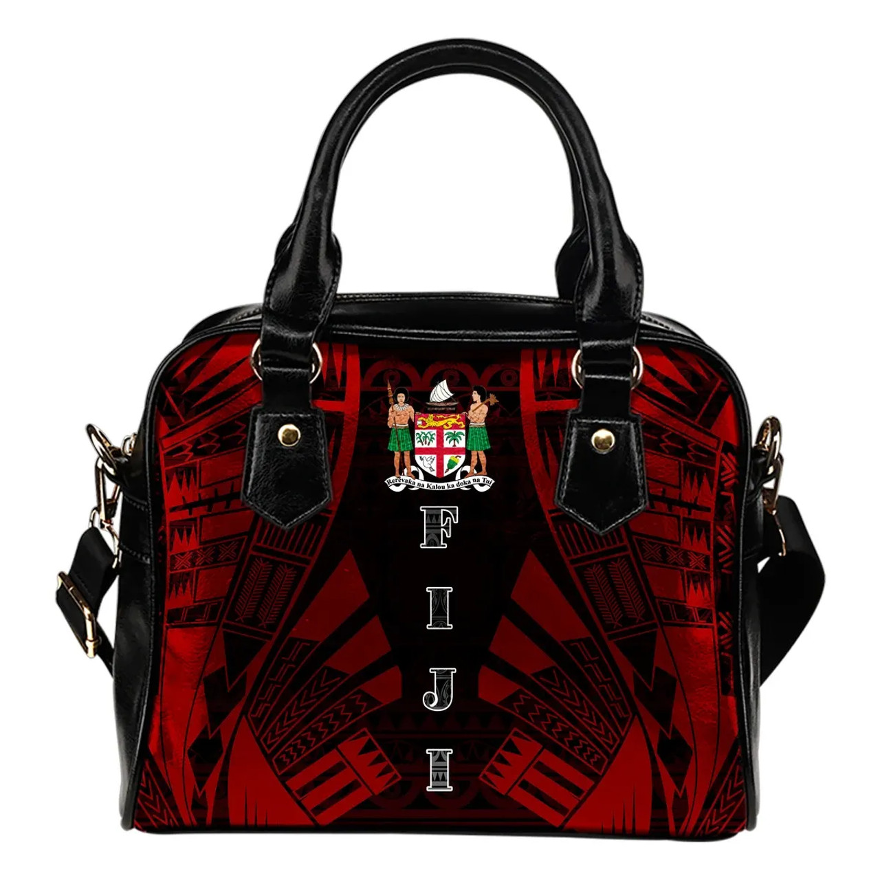 Fiji Shoulder Handbag - Polynesian Tattoo Red 1