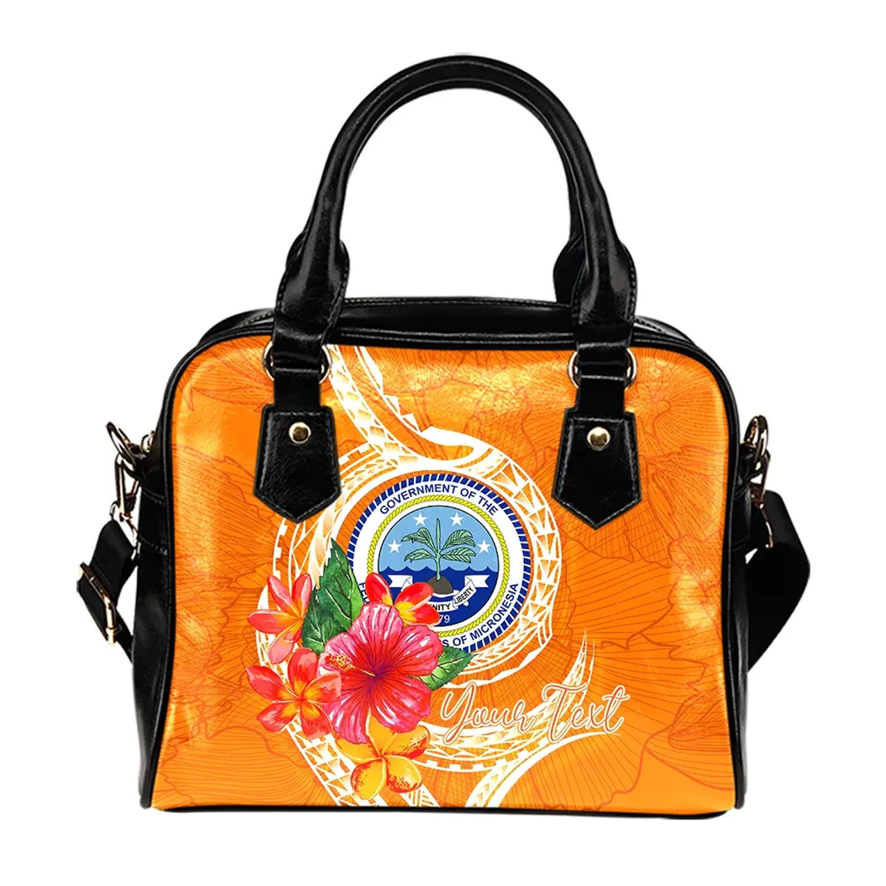 Federated States Of Micronesia Custom Personalised Shoulder Handbag - Orange Floral With Seal 1