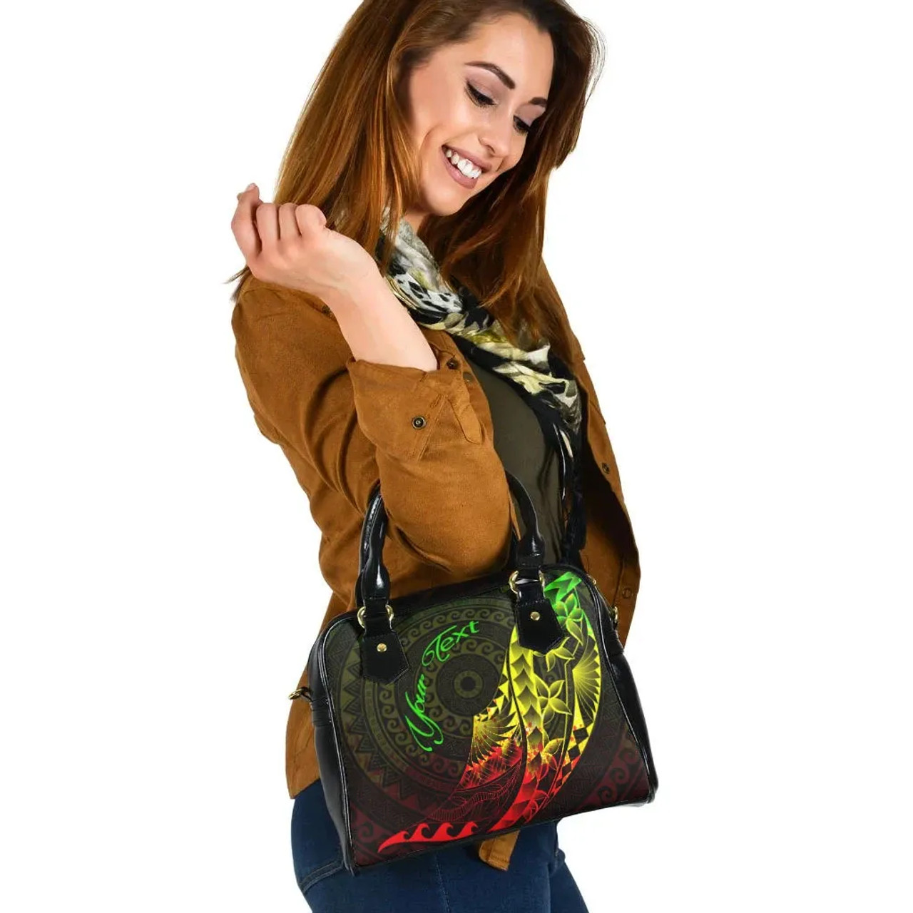 Kanaka Shoulder Handbag - Custom Personalised Polynesian Pattern Style Reggae Color 2