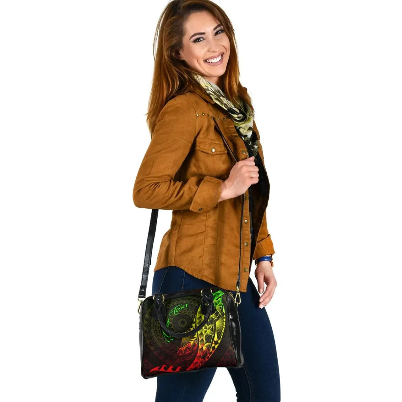 Kanaka Shoulder Handbag - Custom Personalised Polynesian Pattern Style Reggae Color 5