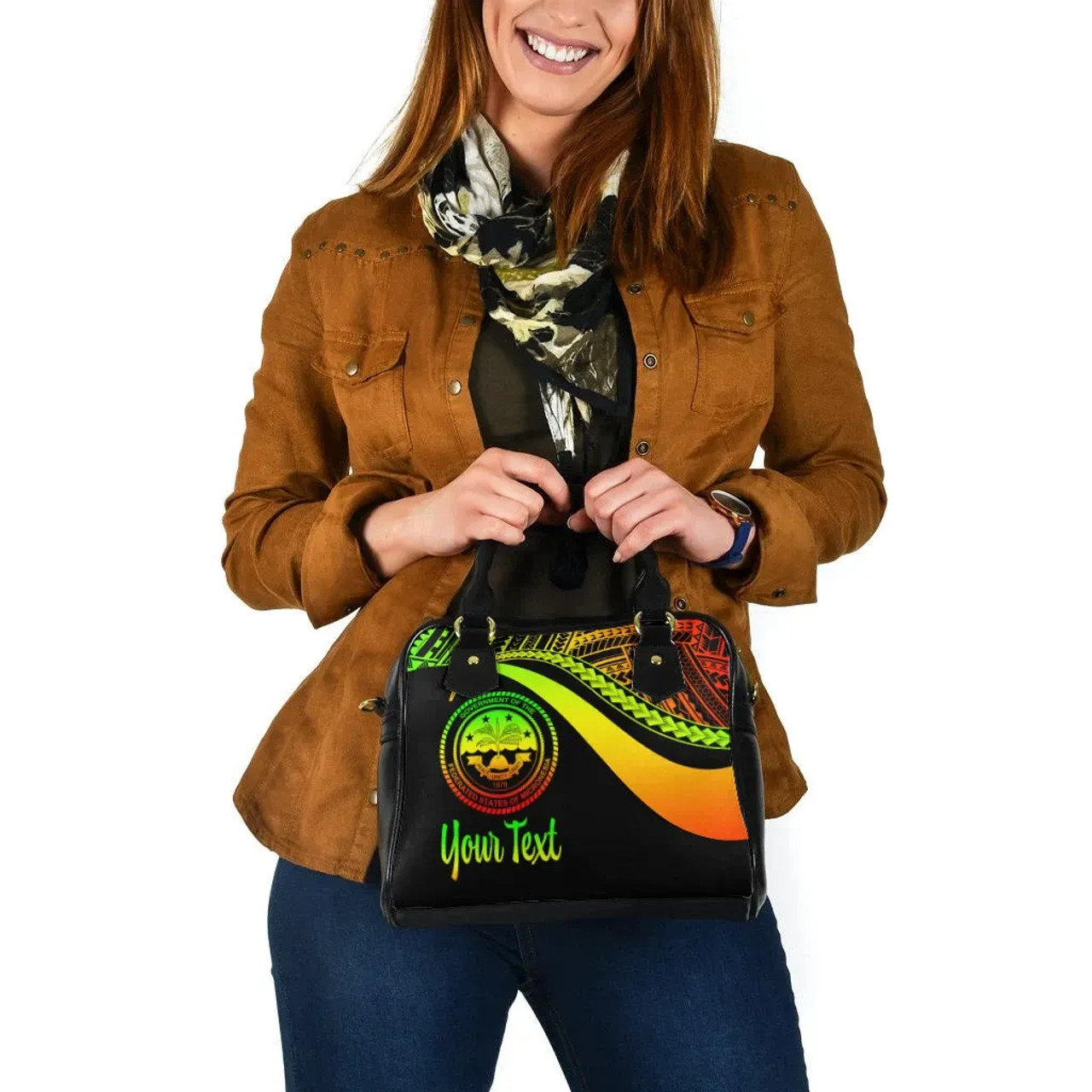 Federated States Of Micronesia Custom Personalised Shoulder Handbag - Reggae Polynesian Tentacle Tribal Pattern 4