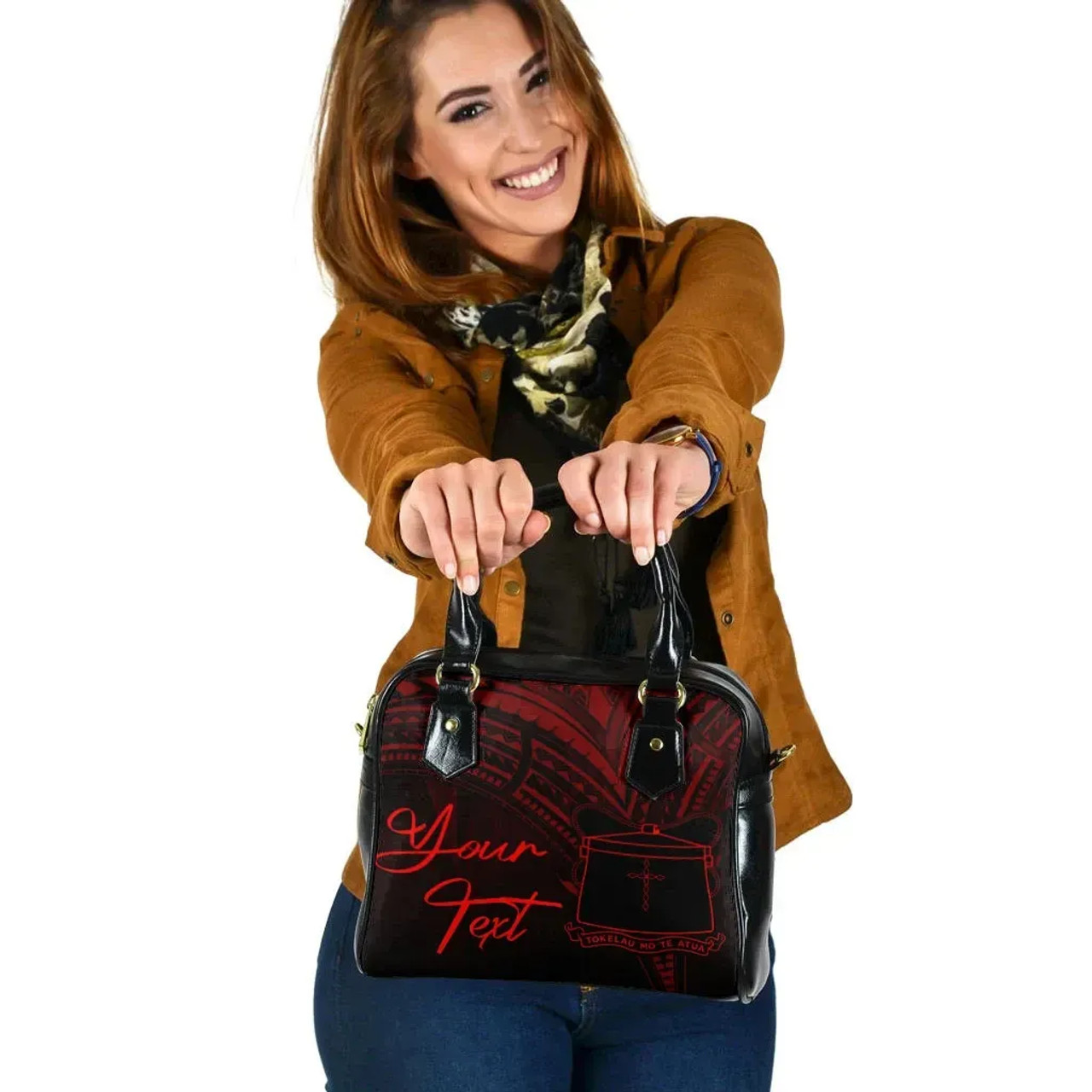 Tokelau Custom Personalised Shoulder Handbag - Cross Style Red Color 1